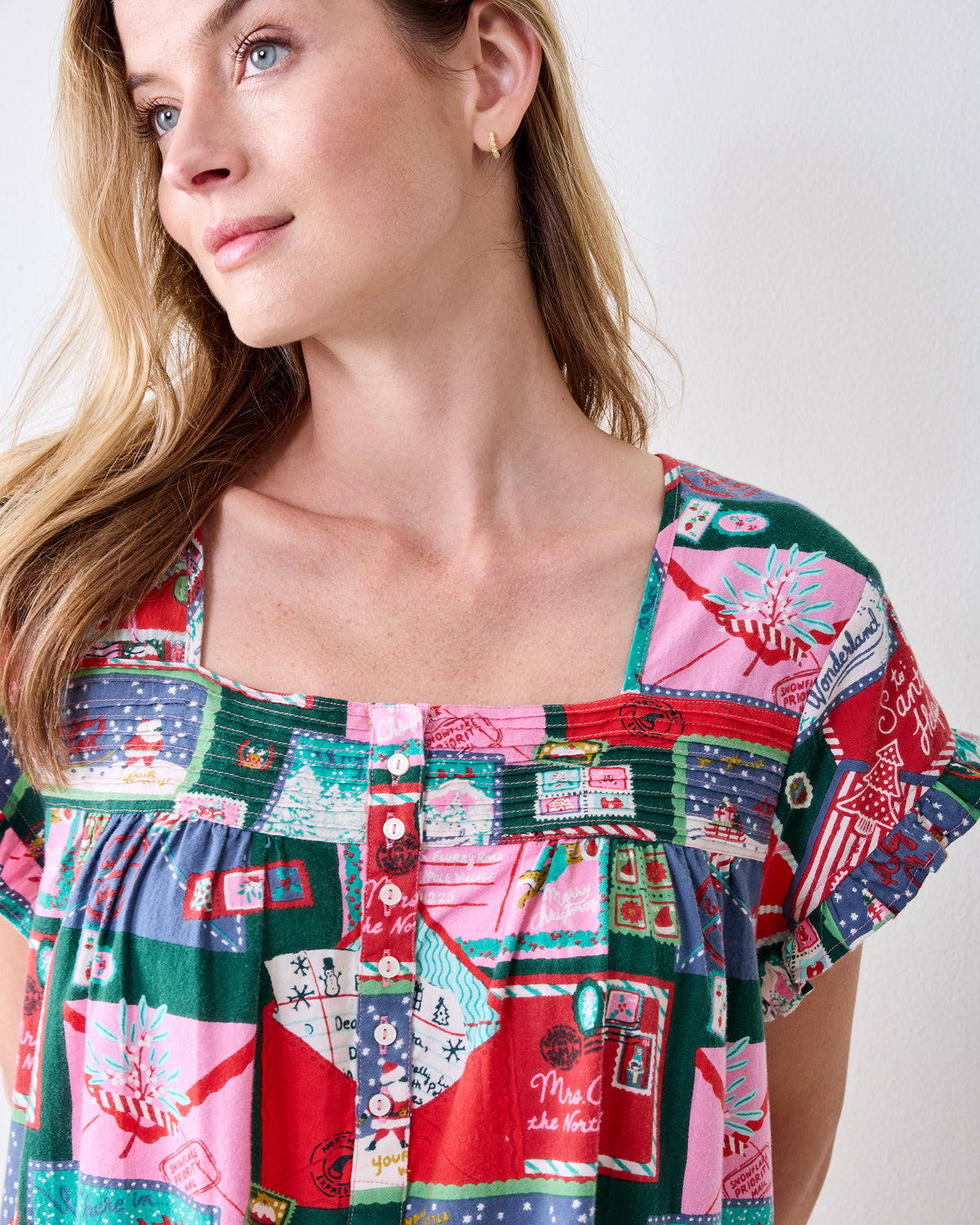 Letters to Santa - Lightweight Flannel Daylight Nightgown - Trimmed Tree