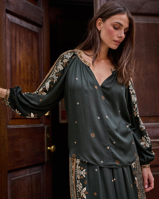 Solstice Tapestry - Hallie Blouse - Spruce