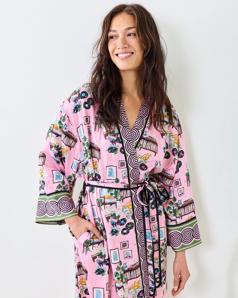 Vinyl Collector - Eco Satin Robe - Pink Cadillac