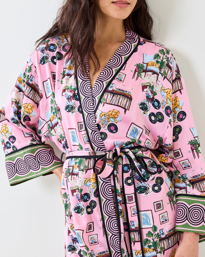Vinyl Collector - Eco Satin Robe - Pink Cadillac
