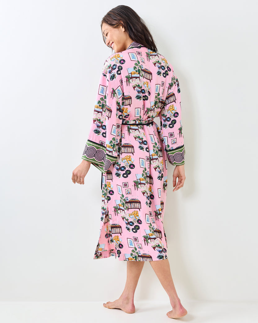 Vinyl Collector - Eco Satin Robe - Pink Cadillac