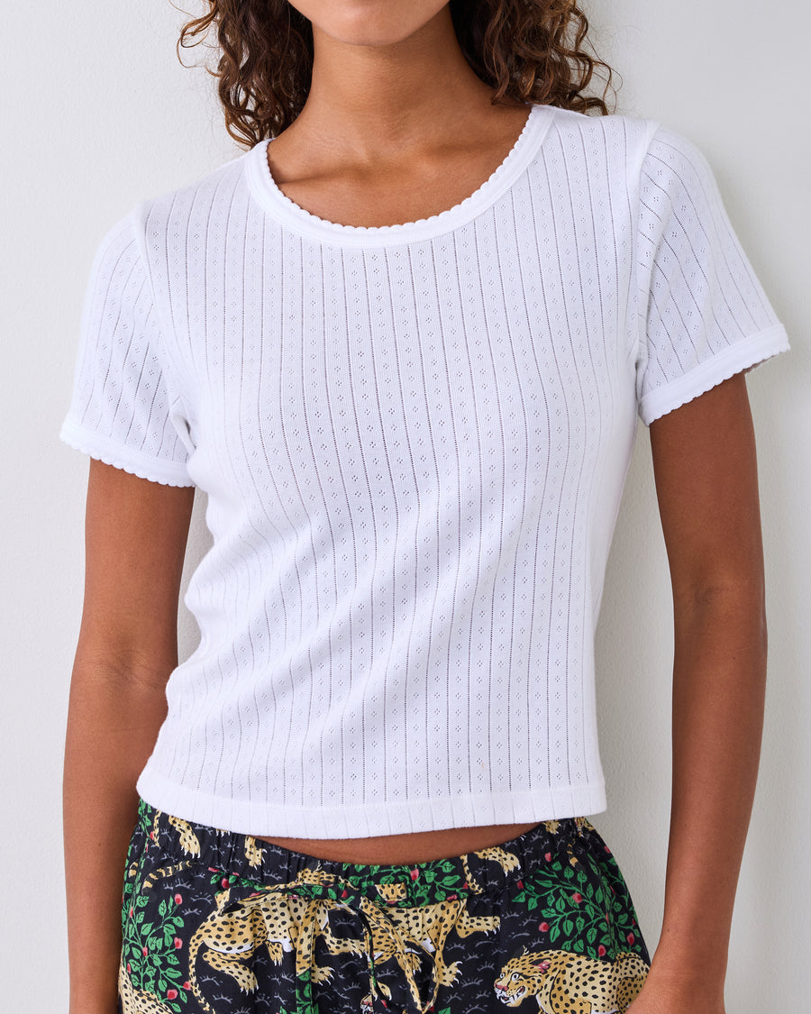 Pointelle Short Sleeve Tee - Cloud