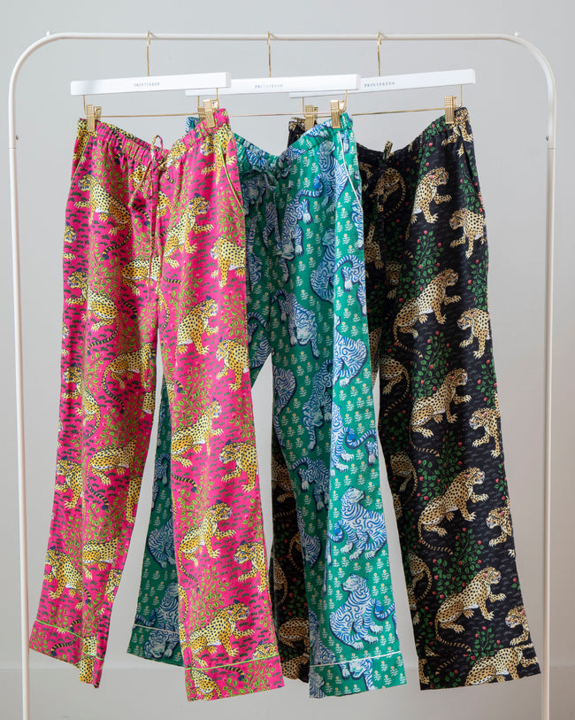 Big Cats- 3-Pack Flannel PJ Pants - Hot Pink/Jade/Ink - Printfresh