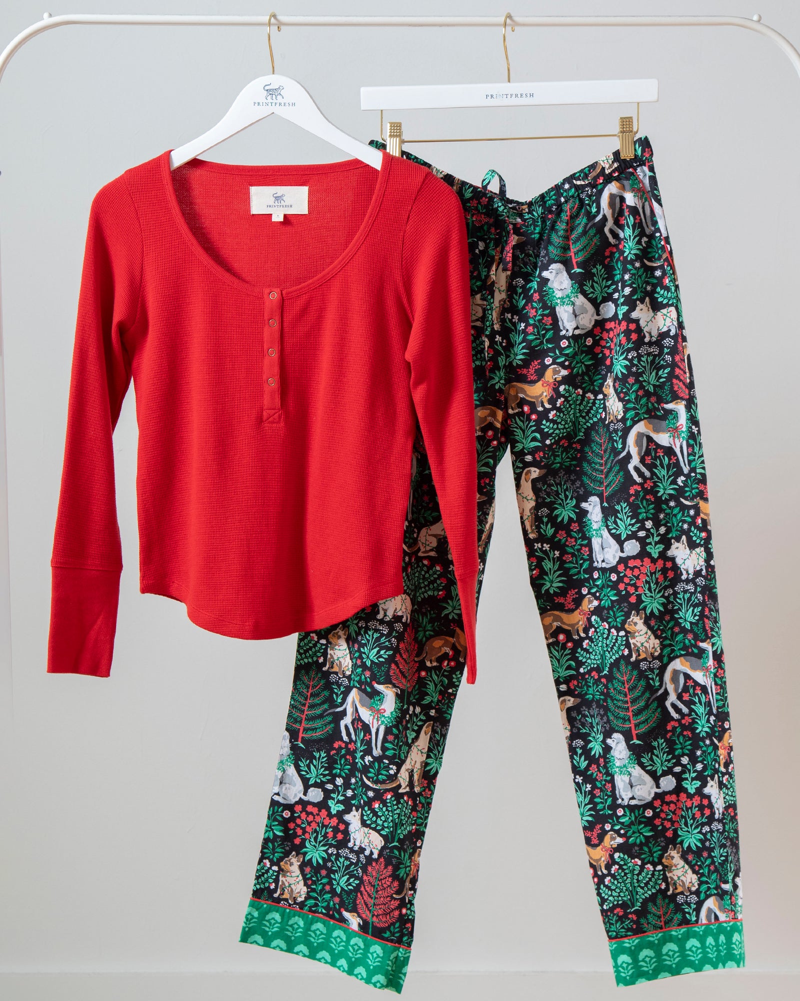 Happy Howlidays - Cozy Henley & PJ Pants Set - Ink - Printfresh