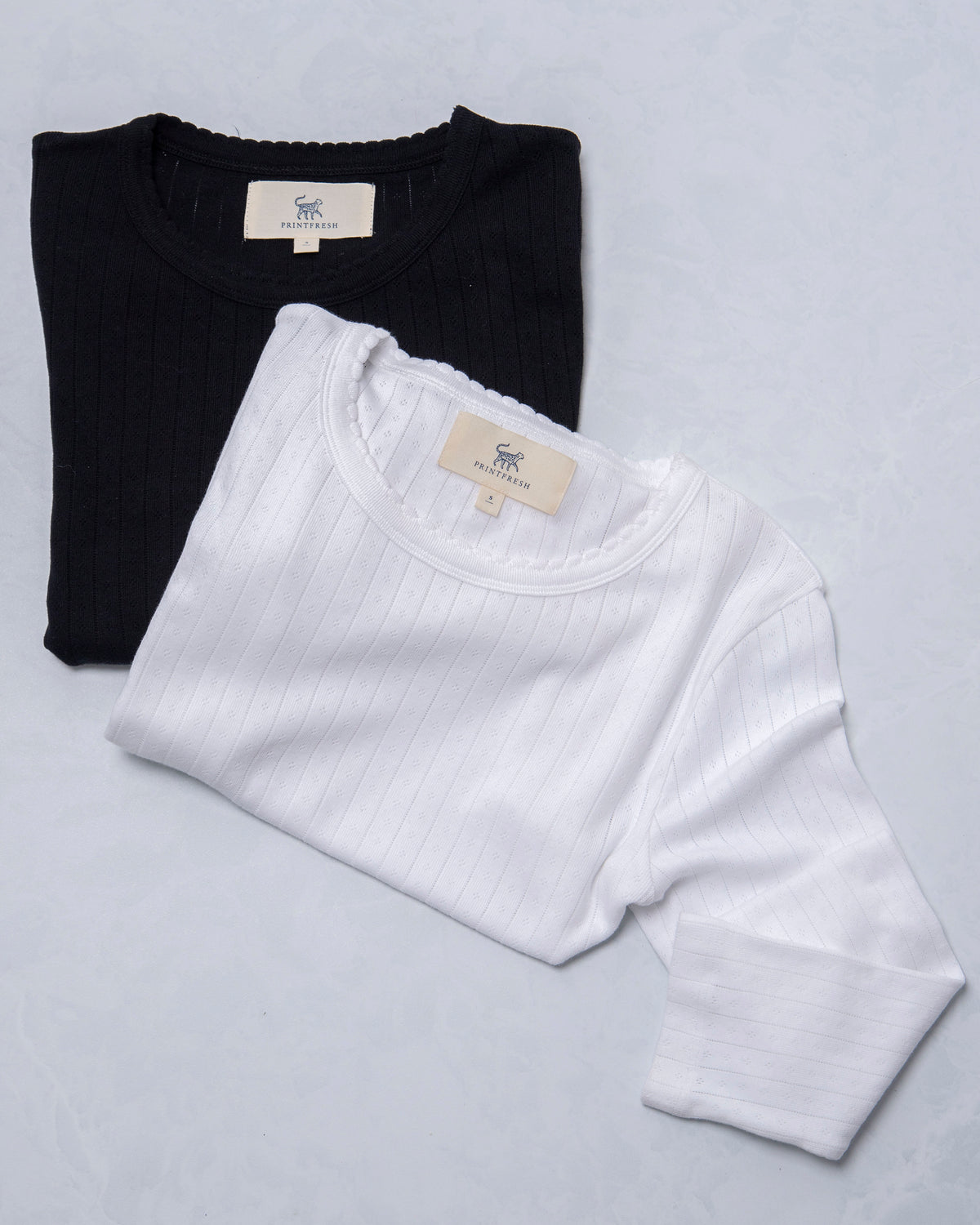White Cat Eye 2 Pack Pointelle Long Sleeve Shirt Bundle