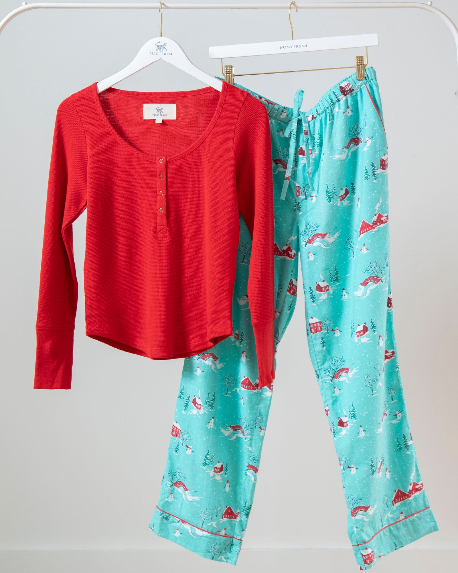 Winter Wonderland - Henley & Flannel PJ Pants Set - Snow Day - Printfresh