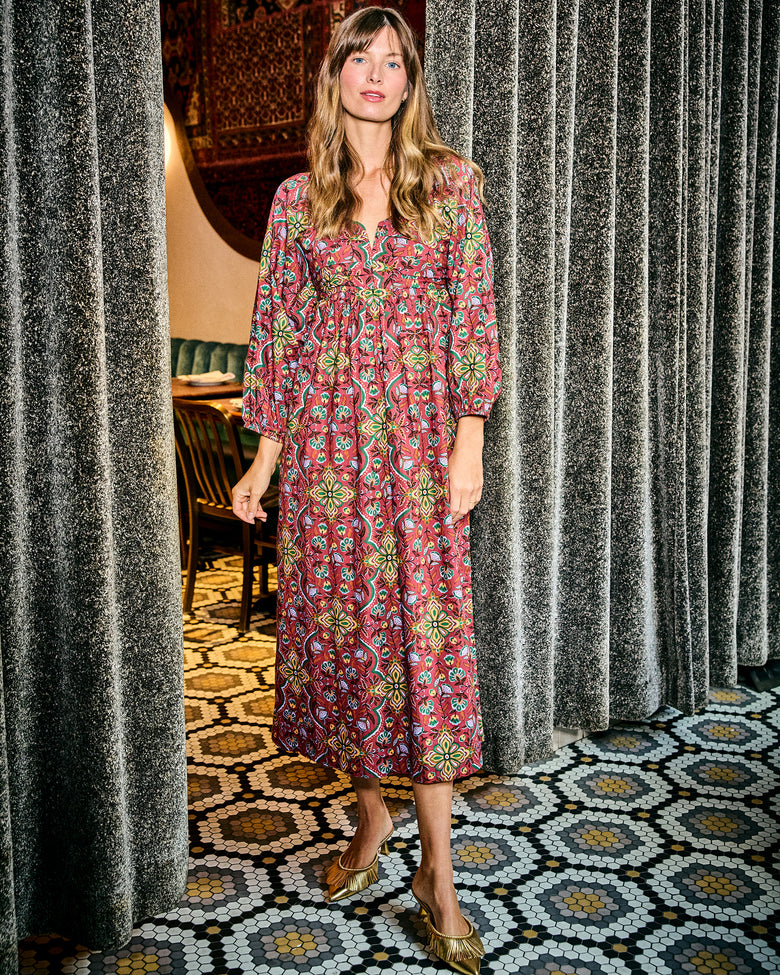 Festive Tapestry - Sloane Dress - Burgundy - Printfresh