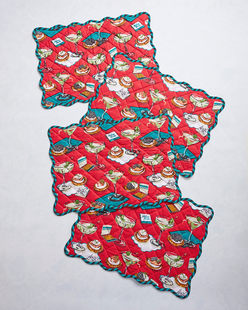Blinis & Martinis - Set of 4 Placemats - Matchbook Red - Printfresh