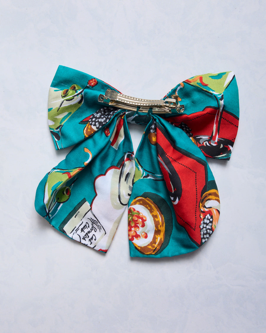 Blinis & Martinis - Eco Satin Charleston Bow - Mid Century Blue - Printfresh