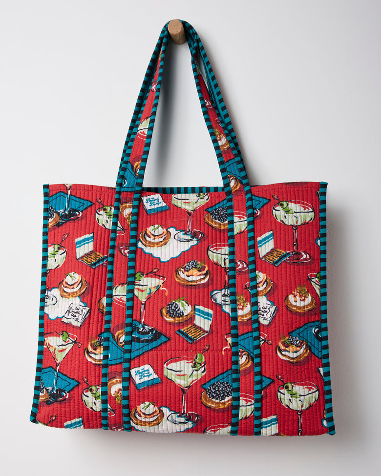 Blinis & Martinis - The Traveler Tote - Matchbook Red - Printfresh