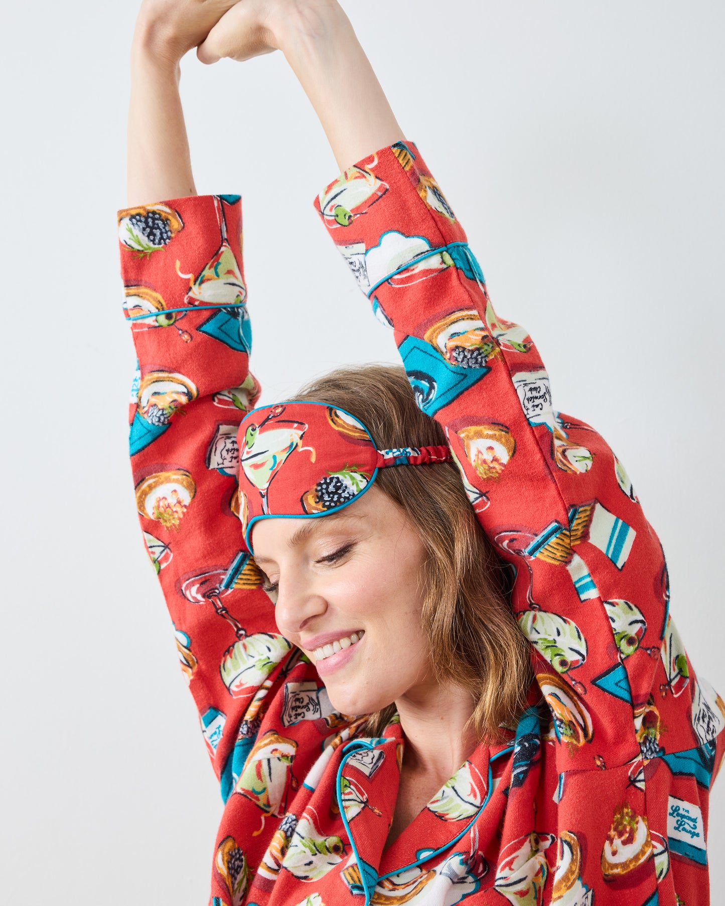 Blinis & Martinis - Midweight Flannel Eye Mask - Matchbook Red - Printfresh