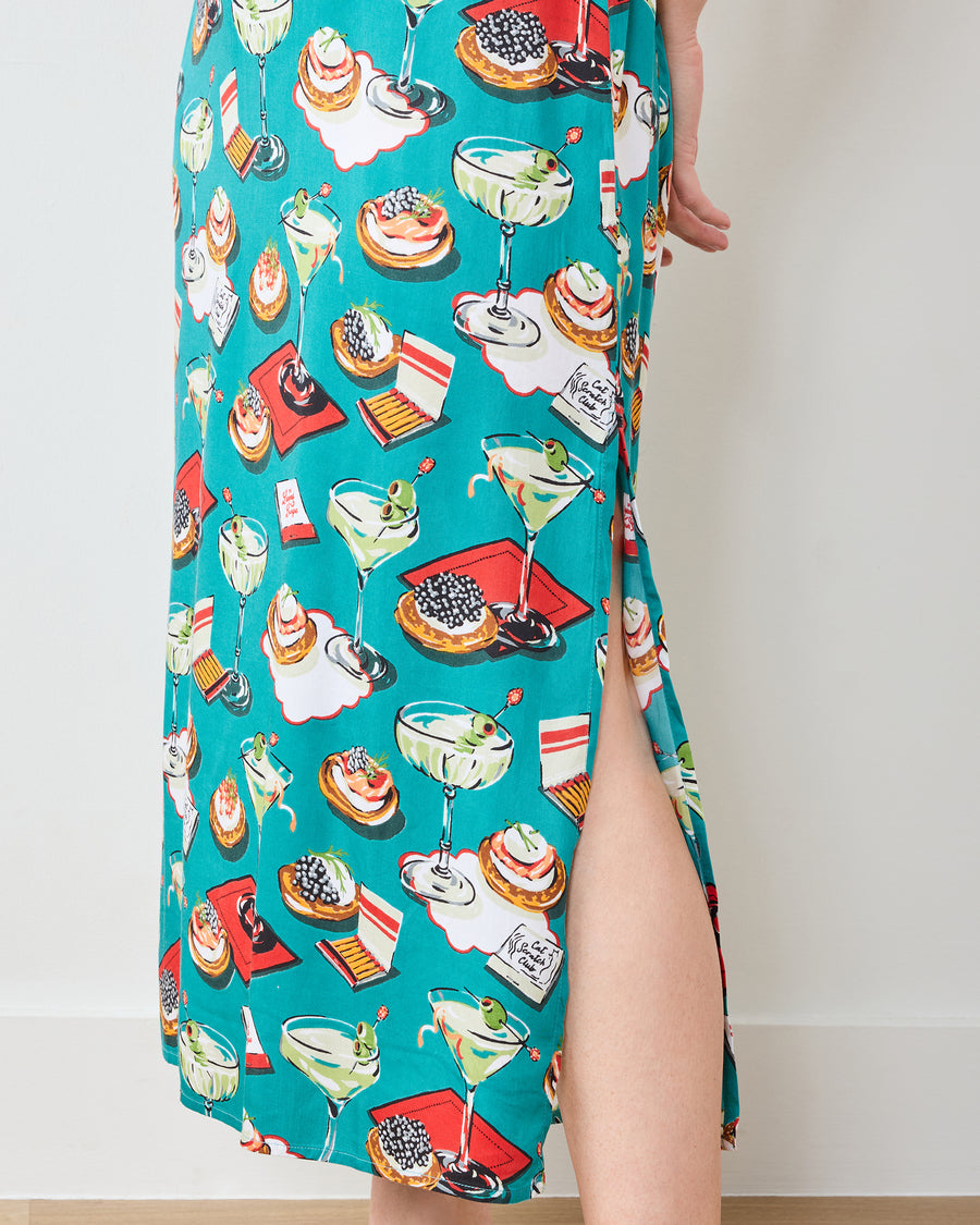 Blinis & Martinis - Eco Satin Chic to Sleep Nightie - Mid Century Blue - Printfresh