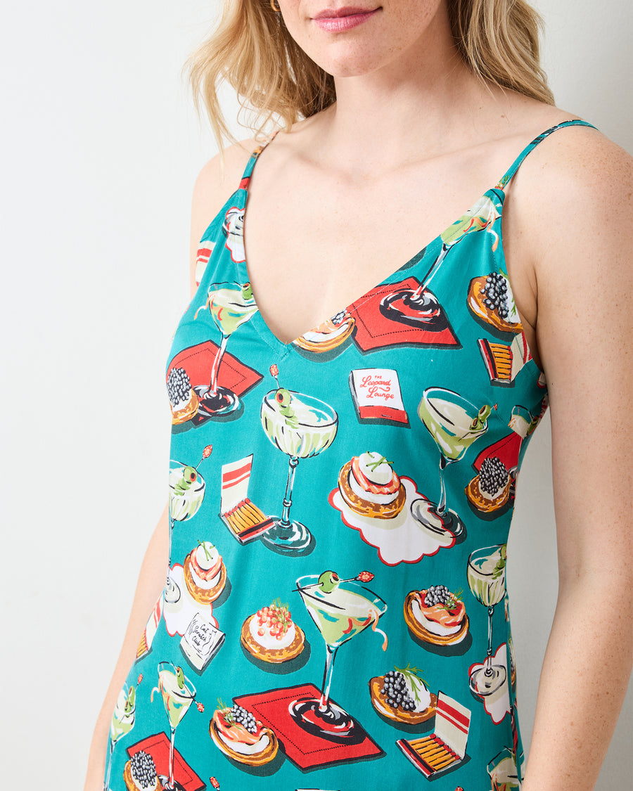 Blinis & Martinis - Eco Satin Chic to Sleep Nightie - Mid Century Blue - Printfresh