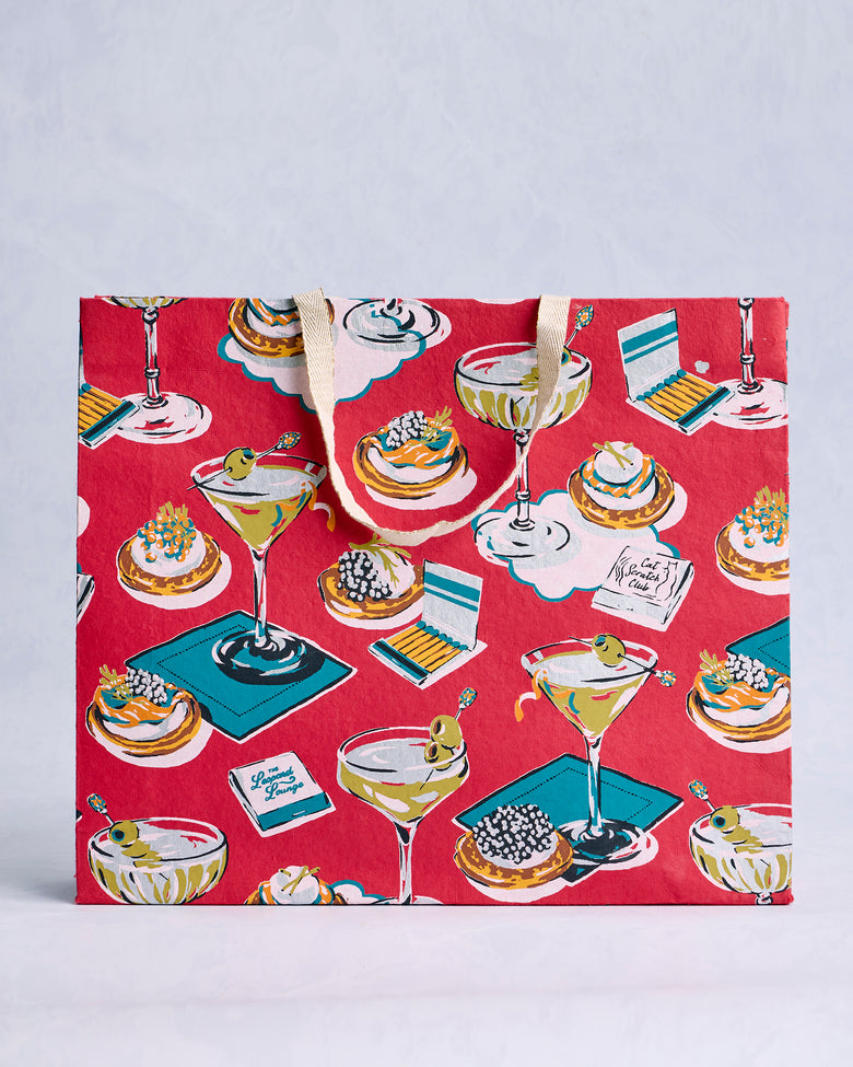 Blinis & Martinis - Handmade Gift Bag - Matchbook Red - Printfresh