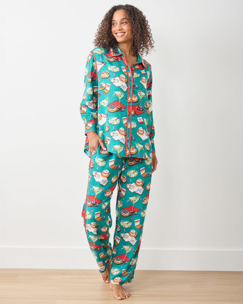 Blinis & Martinis - Eco Satin Hepburn Set - Mid Century Blue - Printfresh