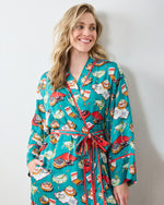 Blinis & Martinis - Eco Satin Robe - Mid Century Blue - Printfresh