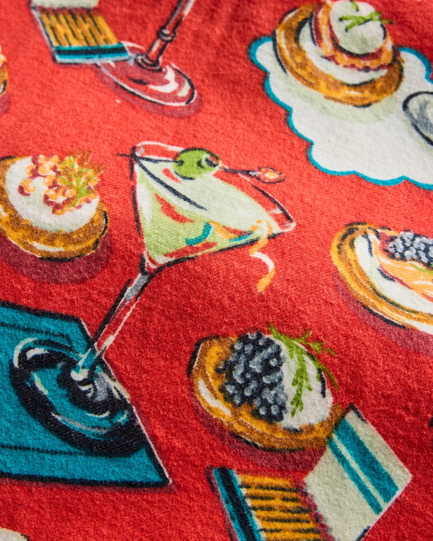 Blinis & Martinis - Midweight Flannel Long PJ Set - Matchbook Red