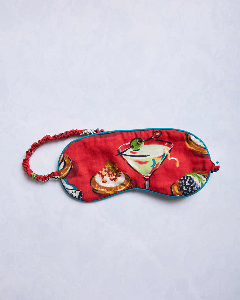 Blinis & Martinis - Midweight Flannel Eye Mask - Matchbook Red - Printfresh