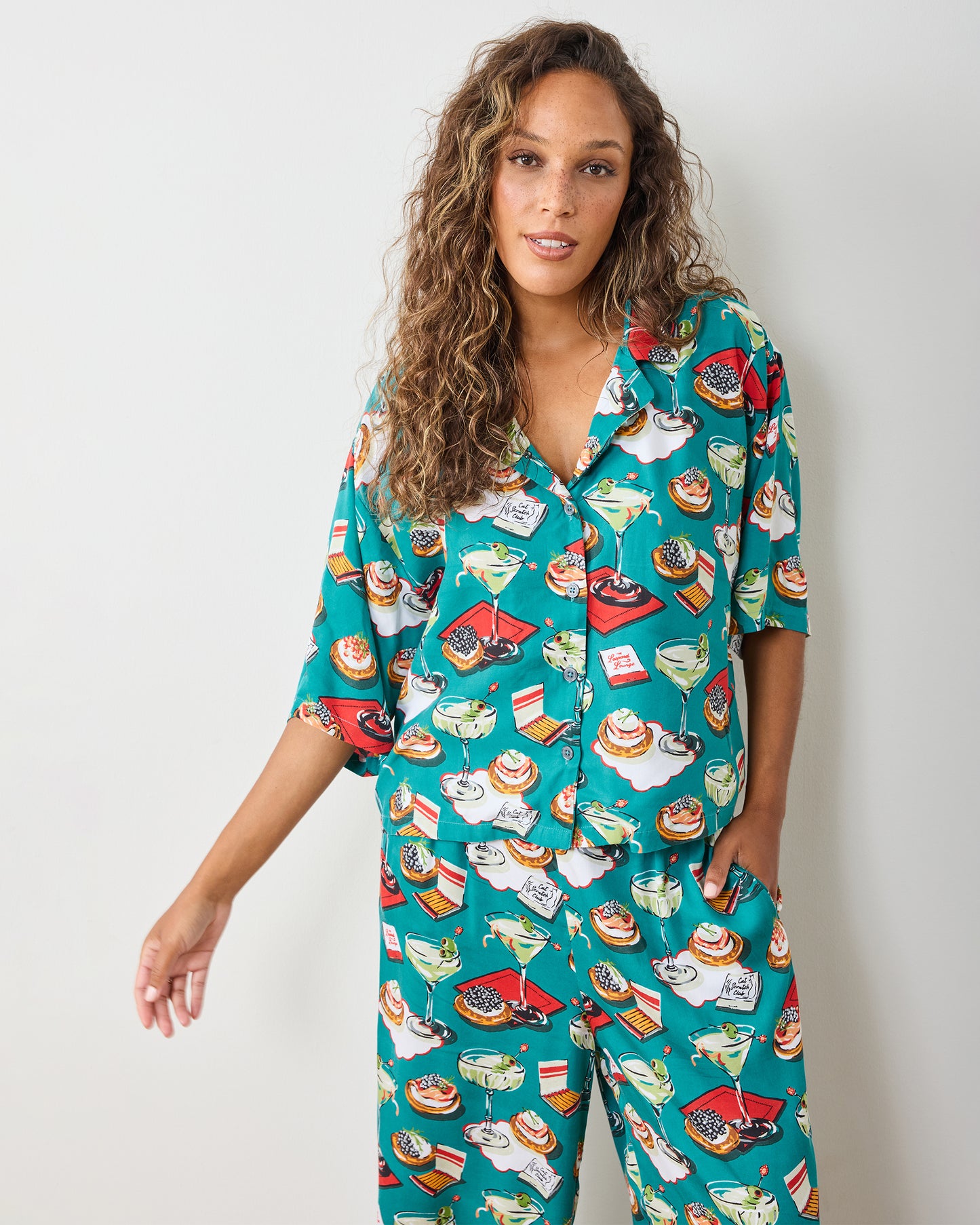 Blinis & Martinis - Eco Satin Wildest Dreams Set - Mid-Century Blue - Printfresh