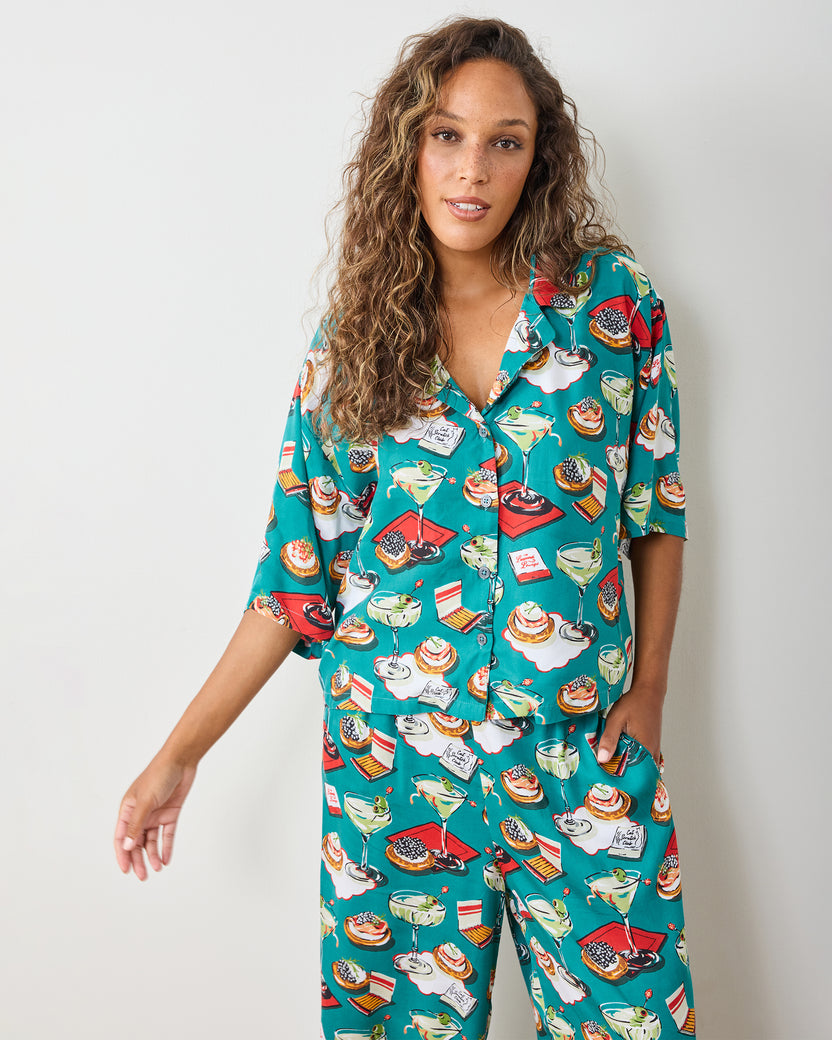 Blinis & Martinis - Eco Satin Wildest Dreams Set - Mid-Century Blue - Printfresh