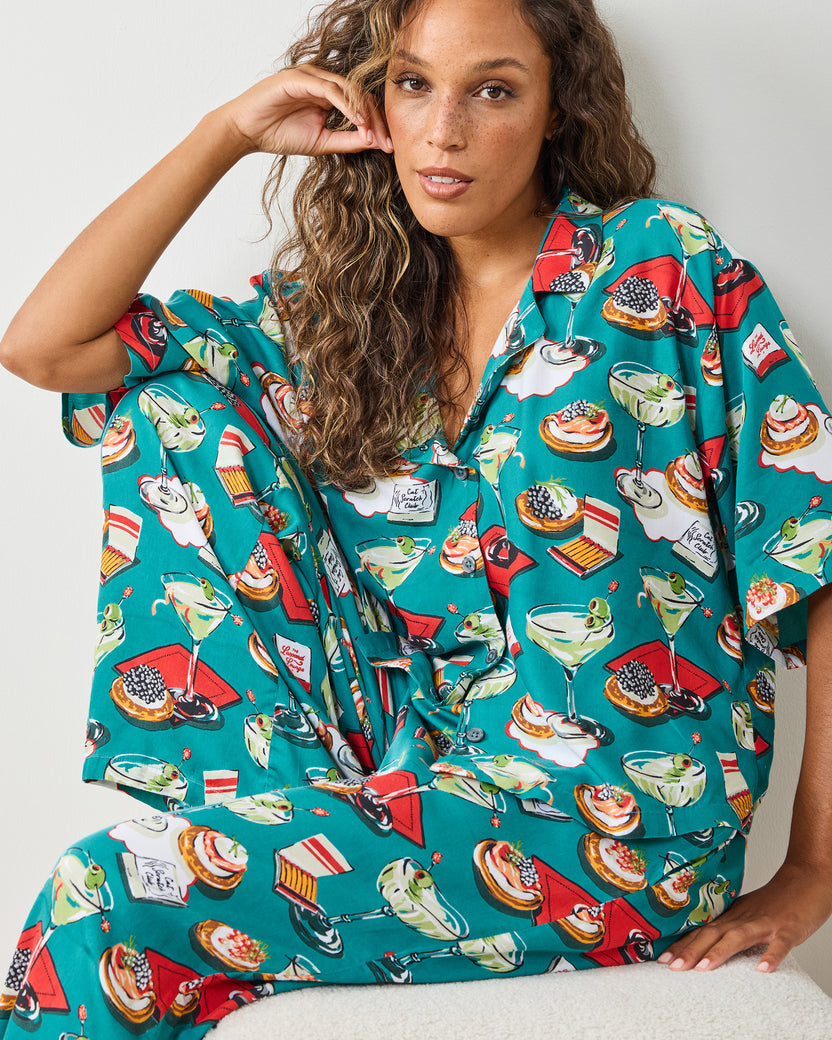 Blinis & Martinis - Eco Satin Wildest Dreams Set - Mid Century Blue - Printfresh