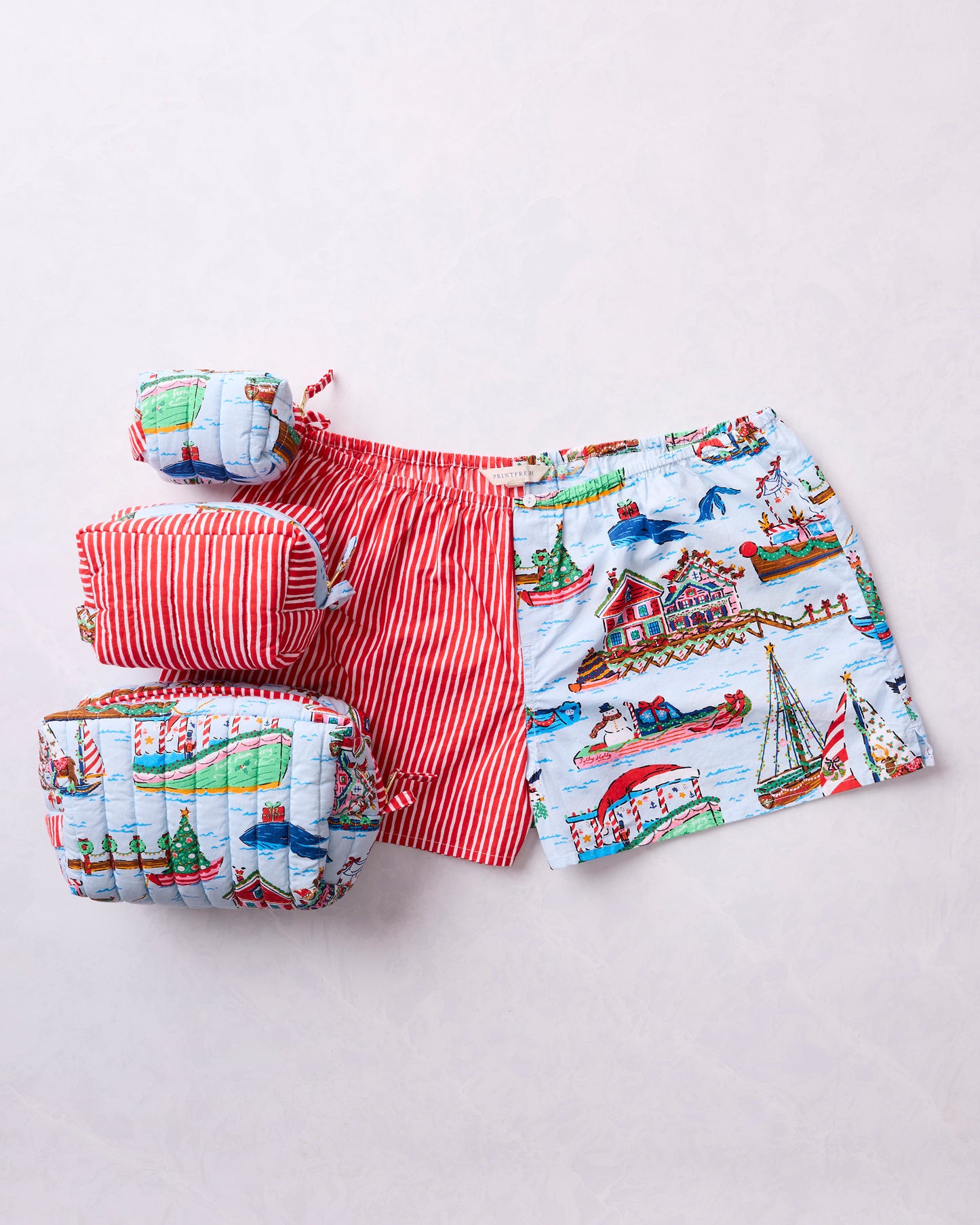 Sugar Plum Ferry - Bradshaw Boxers & Three’s Best Pouch Bundle - Blue Sailboat  - Printfresh