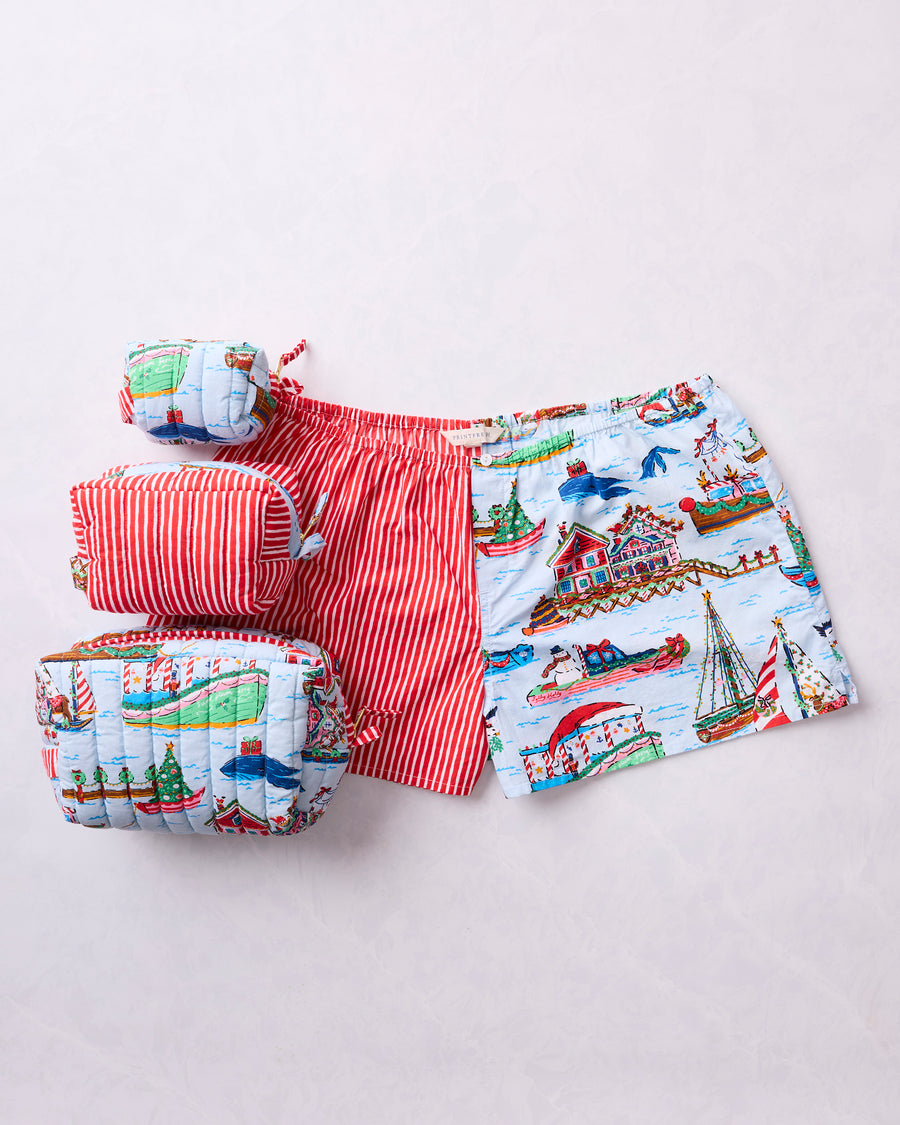 Sugar Plum Ferry - Bradshaw Boxers & Three’s Best Pouch Bundle - Blue Sailboat  - Printfresh