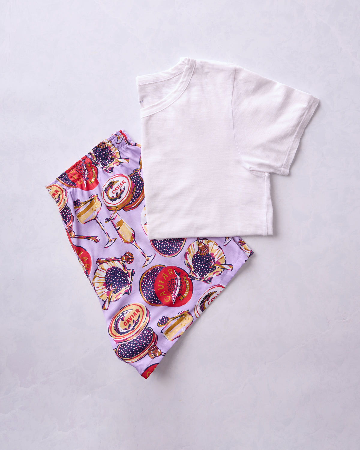 Champagne & Caviar - Eco Satin Boyfriend Boxers & Saturday Tee Bundle - Multi - Printfresh