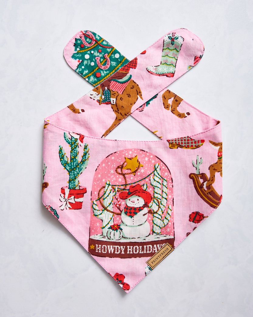 Cowboy Christmas - Pet Bandana - Pink Boots - Printfresh