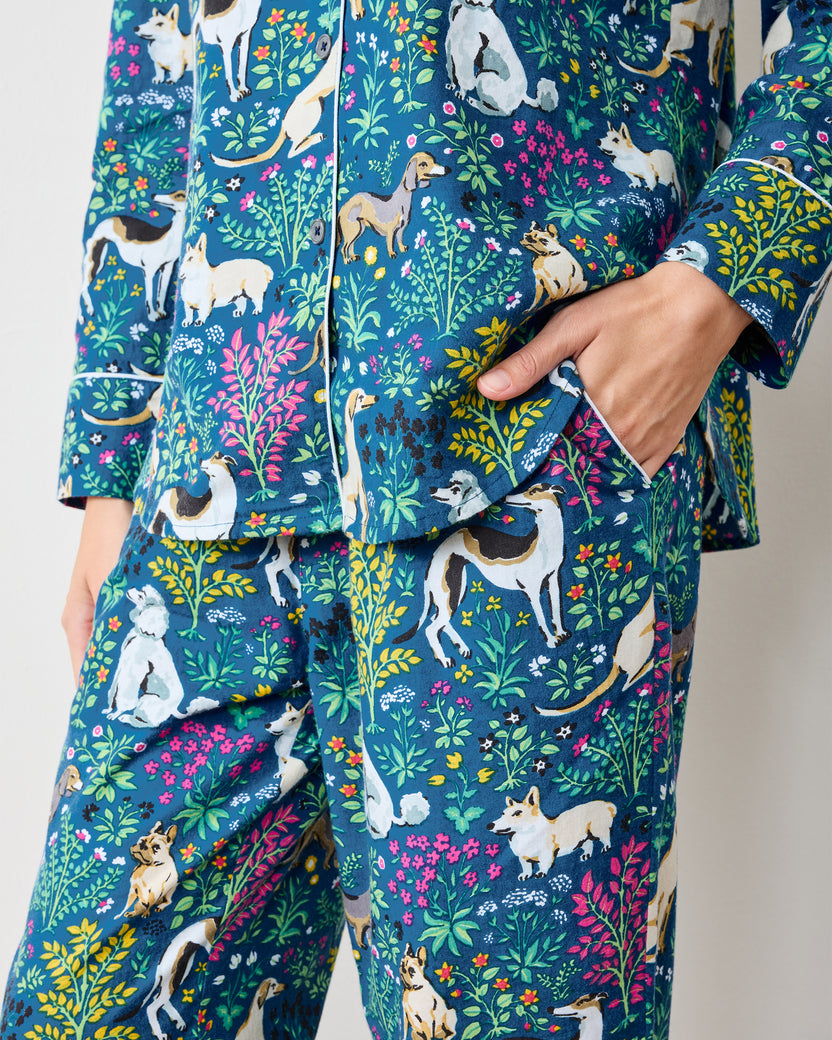 Must Love Dogs - Lightweight Flannel Long PJ Set - Indigo