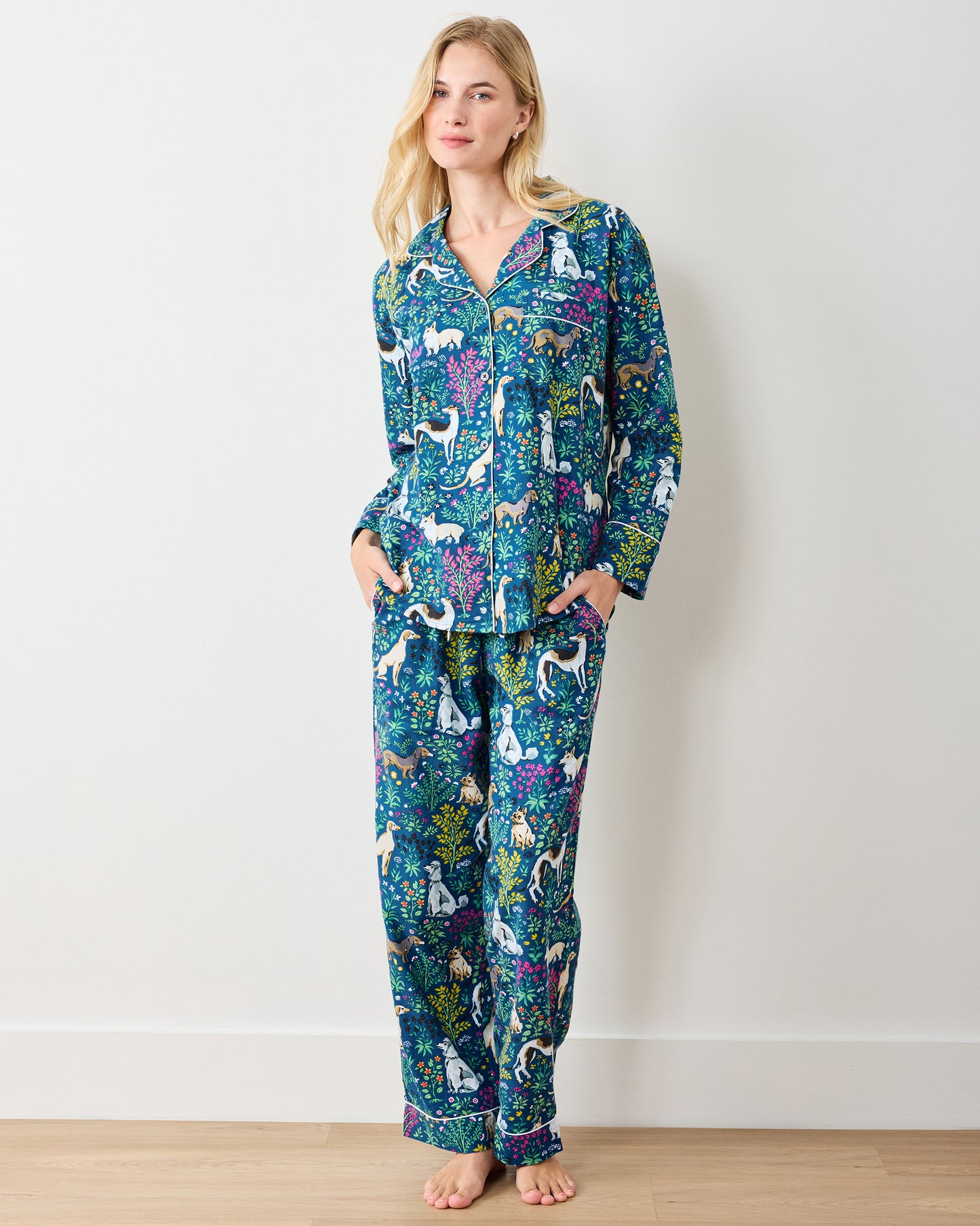 Must Love Dogs - Lightweight Flannel Long PJ Set - Indigo
