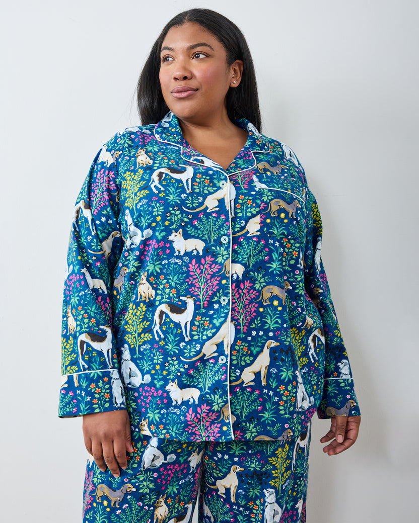 Must Love Dogs - Lightweight Flannel Long PJ Set - Indigo