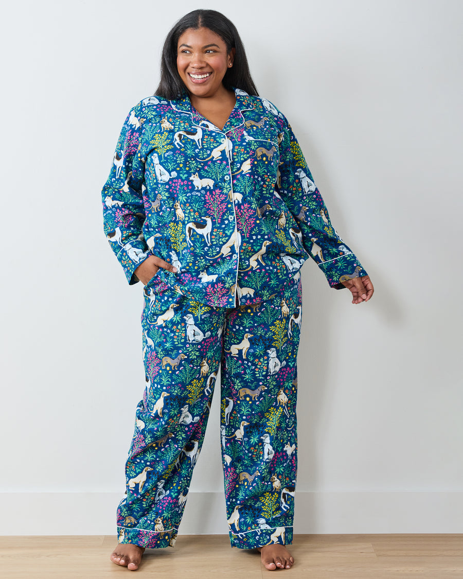 Must Love Dogs - Tall Lightweight Flannel Long PJ Set - Indigo - Printfresh