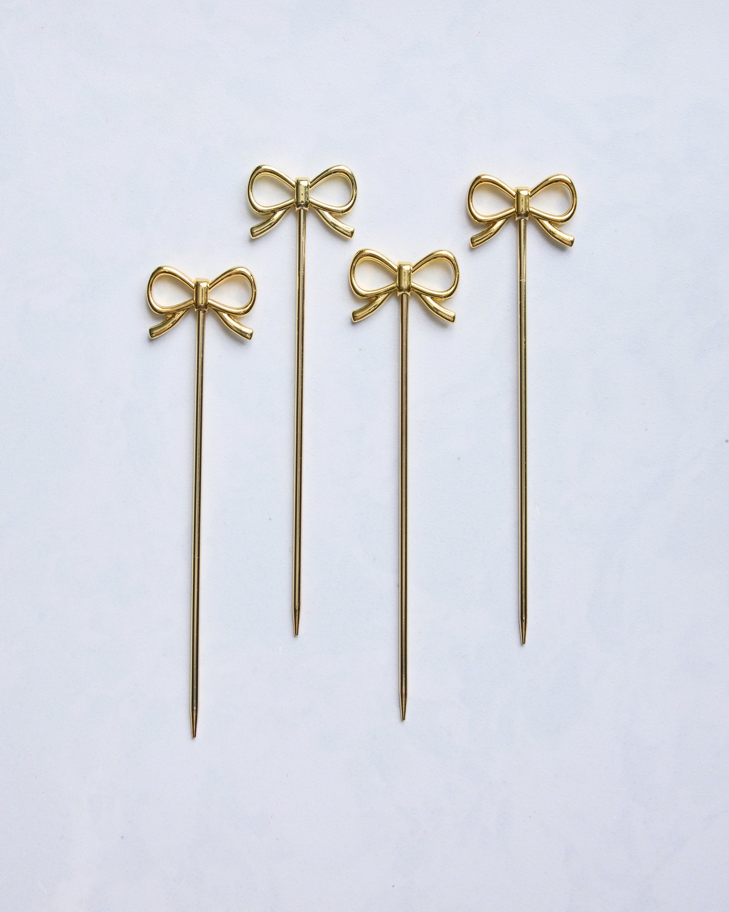 Gold - Gold Bow Cocktail Picks - Set of 4 - Printfresh