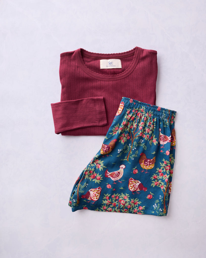 Hen House - Eco Satin Boyfriend Boxers & Pointelle Bundle - Multi - Printfresh