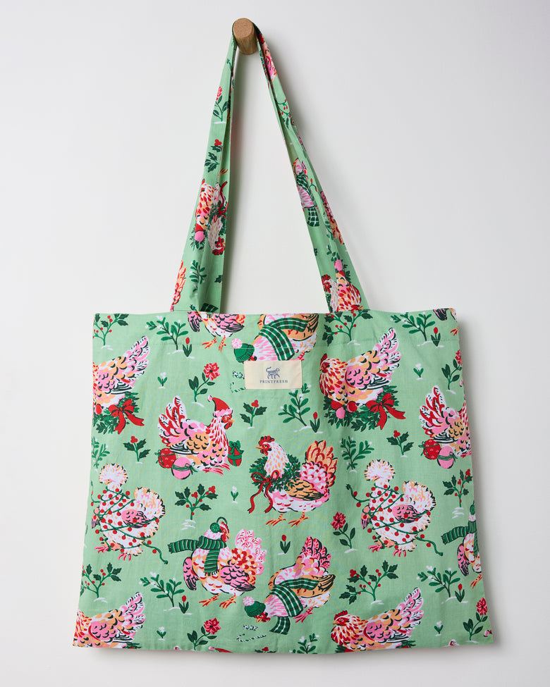 Holiday Hens -  Go To Tote - Sage - Printfresh