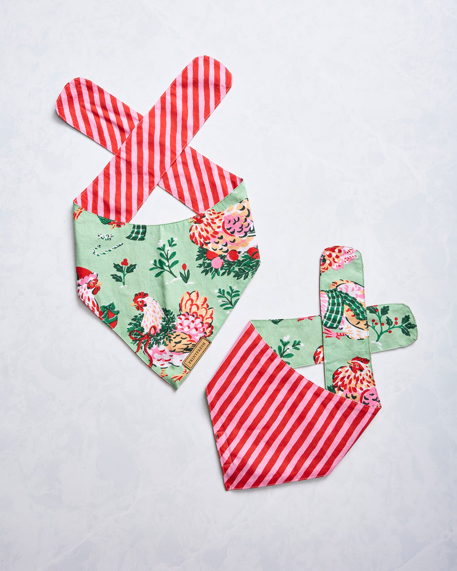 Holiday Hens - Pet Bandana - Sage - Printfresh