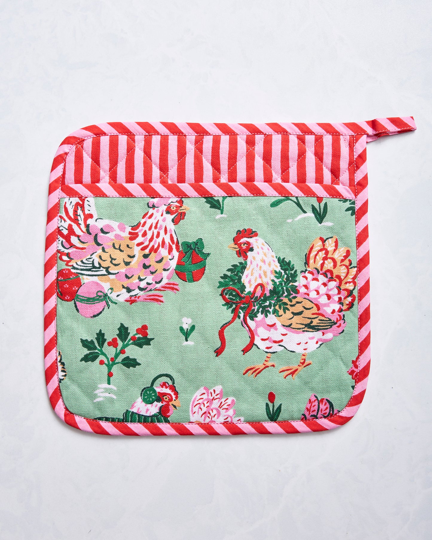 Holiday Hens - Pot Holder - Sage - Printfresh
