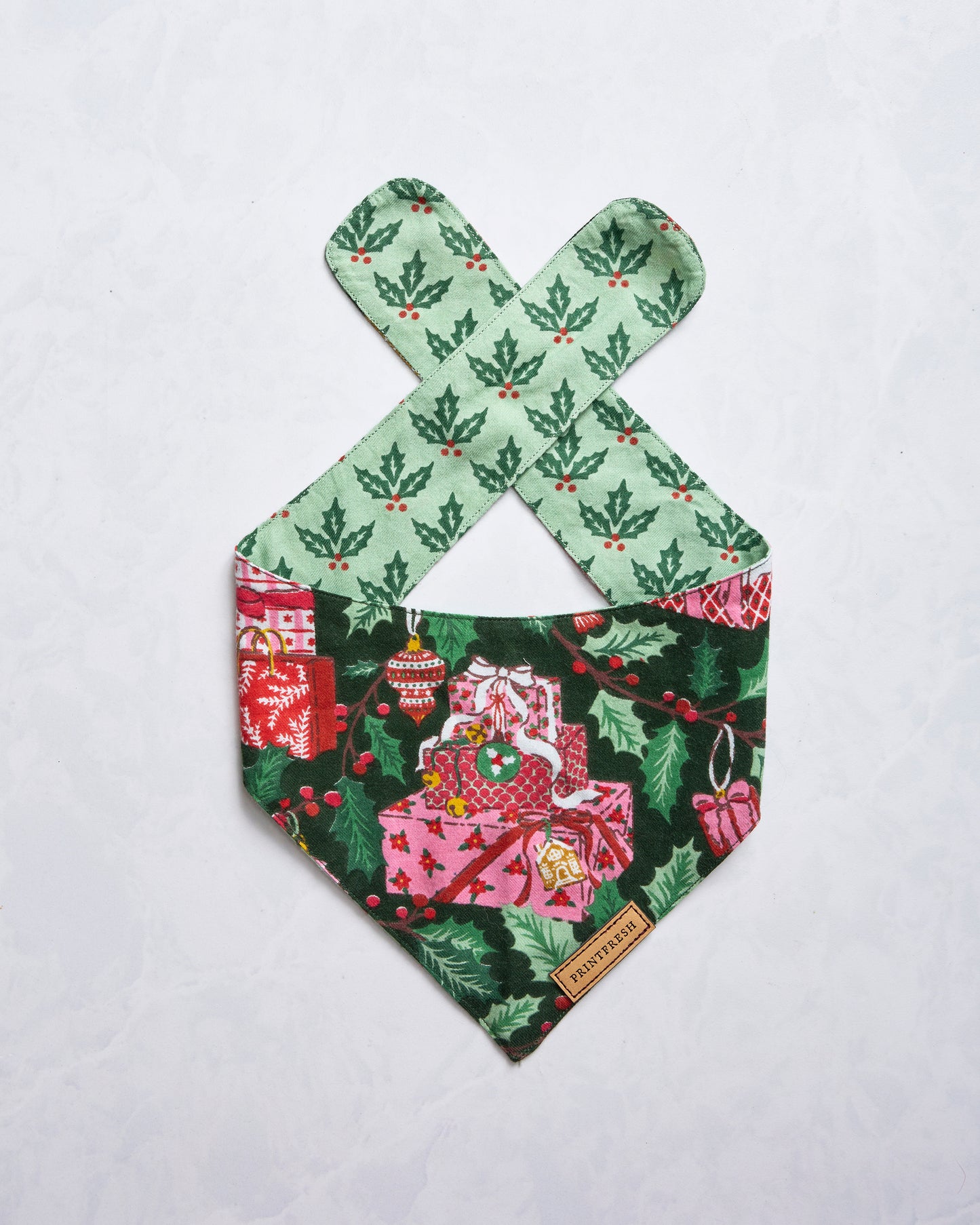 Holly Gifts - Lightweight Flannel Pet Bandana - Garland - Printfresh