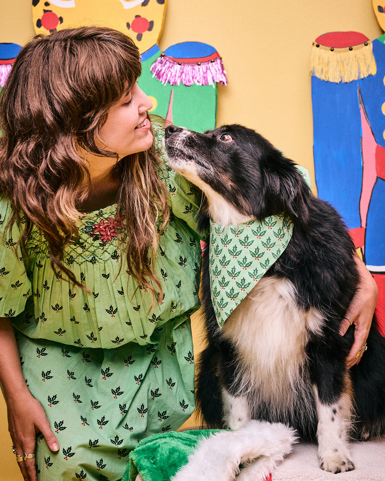 Holly Gifts - Lightweight Flannel Pet Bandana - Garland - Printfresh