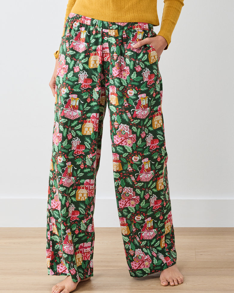 Holly Berry - Lightweight Flannel PJ Pants - Sage - Printfresh