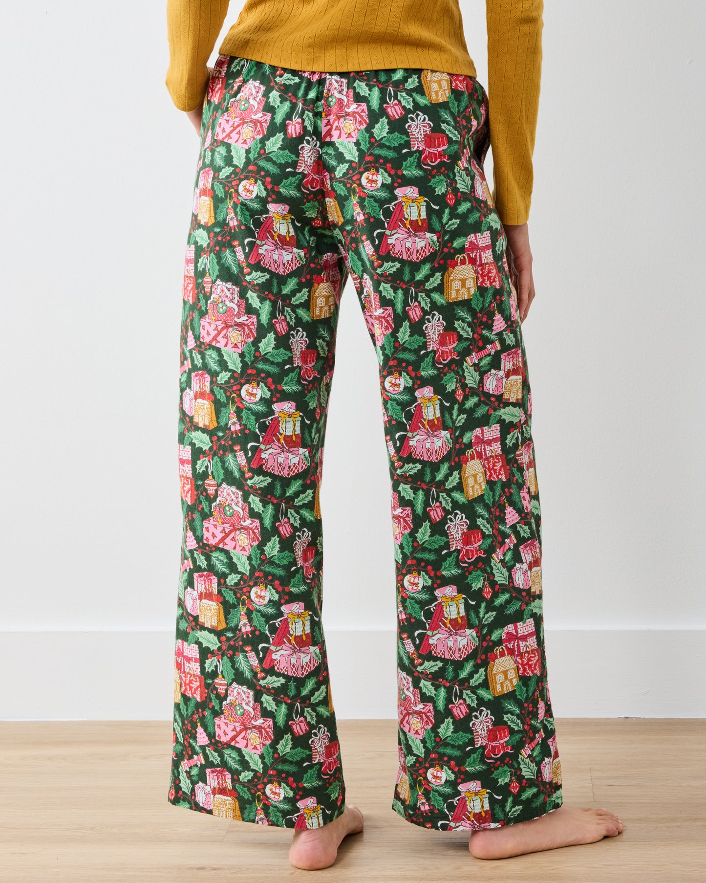 Holly Berry - Lightweight Flannel PJ Pants - Sage - Printfresh