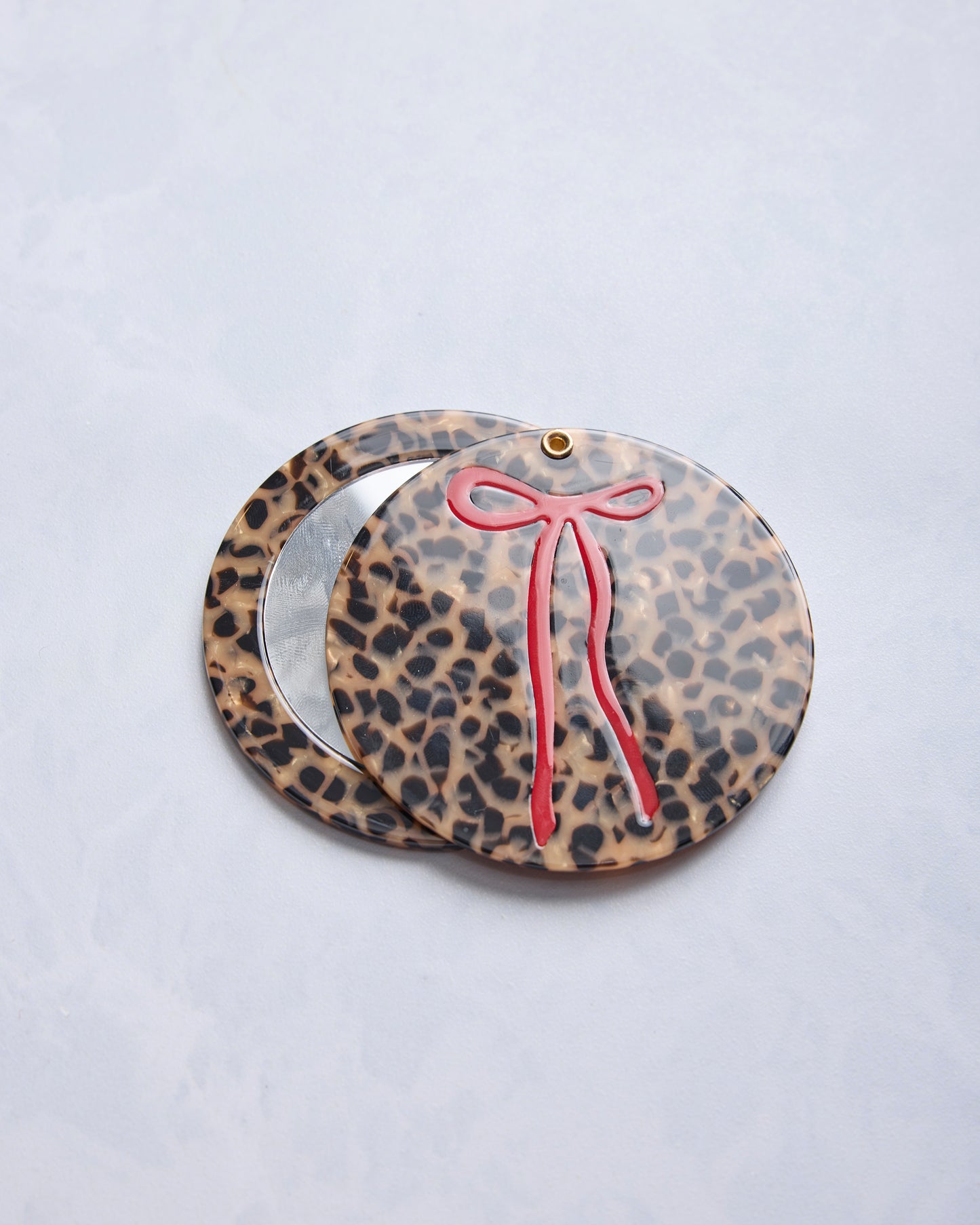 Leopard Combo - Hand Painted Leopard Bow Compact Mirror - Printfresh