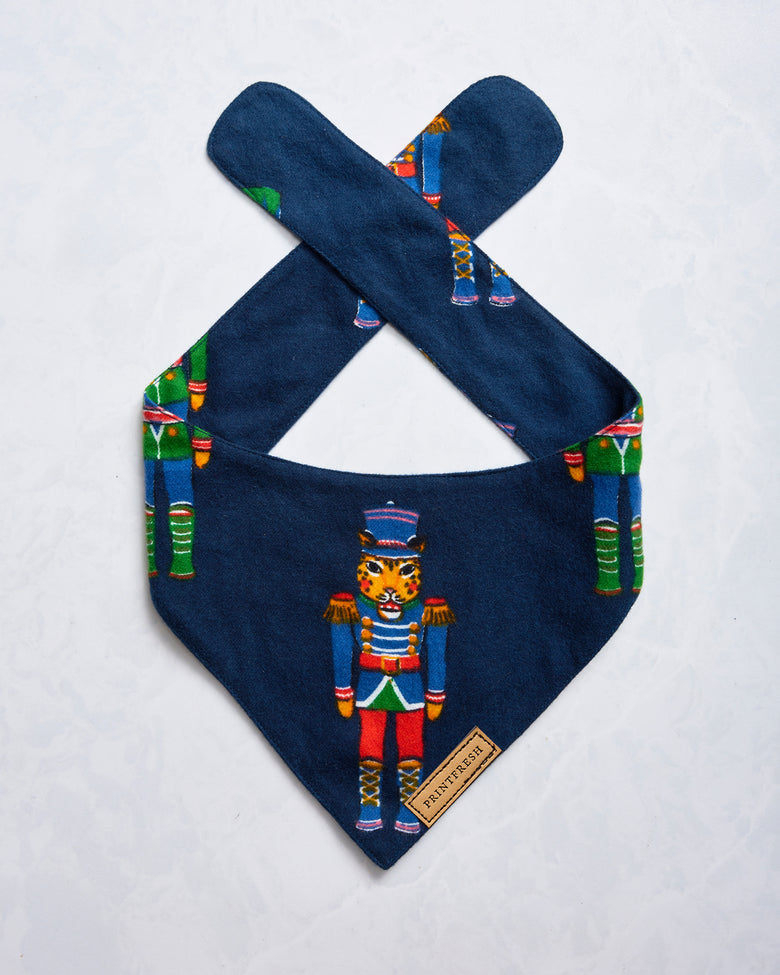 Leopard Nutcrackers - Midweight Flannel Pet Bandana - Navy - Printfresh
