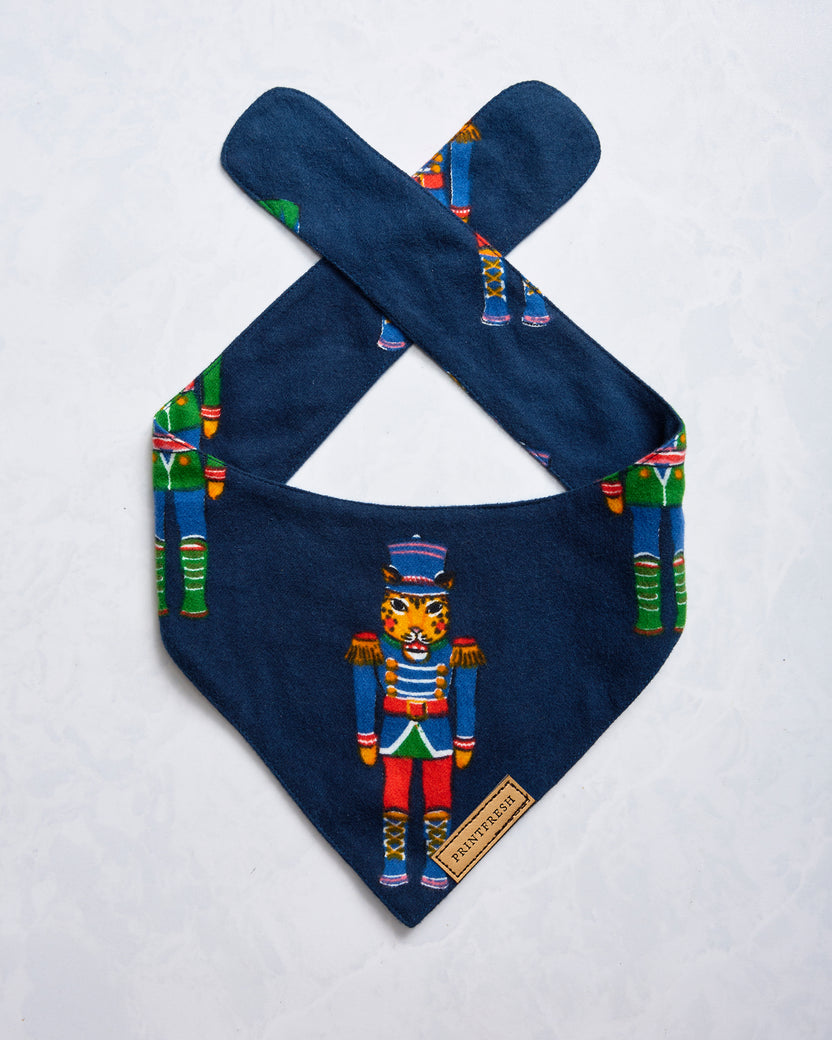 Leopard Nutcrackers - Midweight Flannel Pet Bandana - Navy - Printfresh