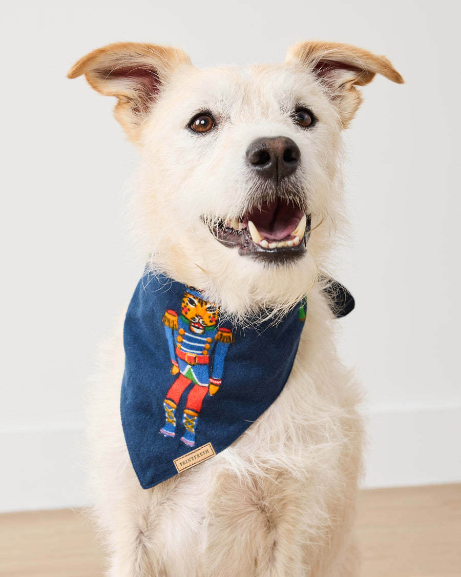 Leopard Nutcrackers - Midweight Flannel Pet Bandana - Navy - Printfresh