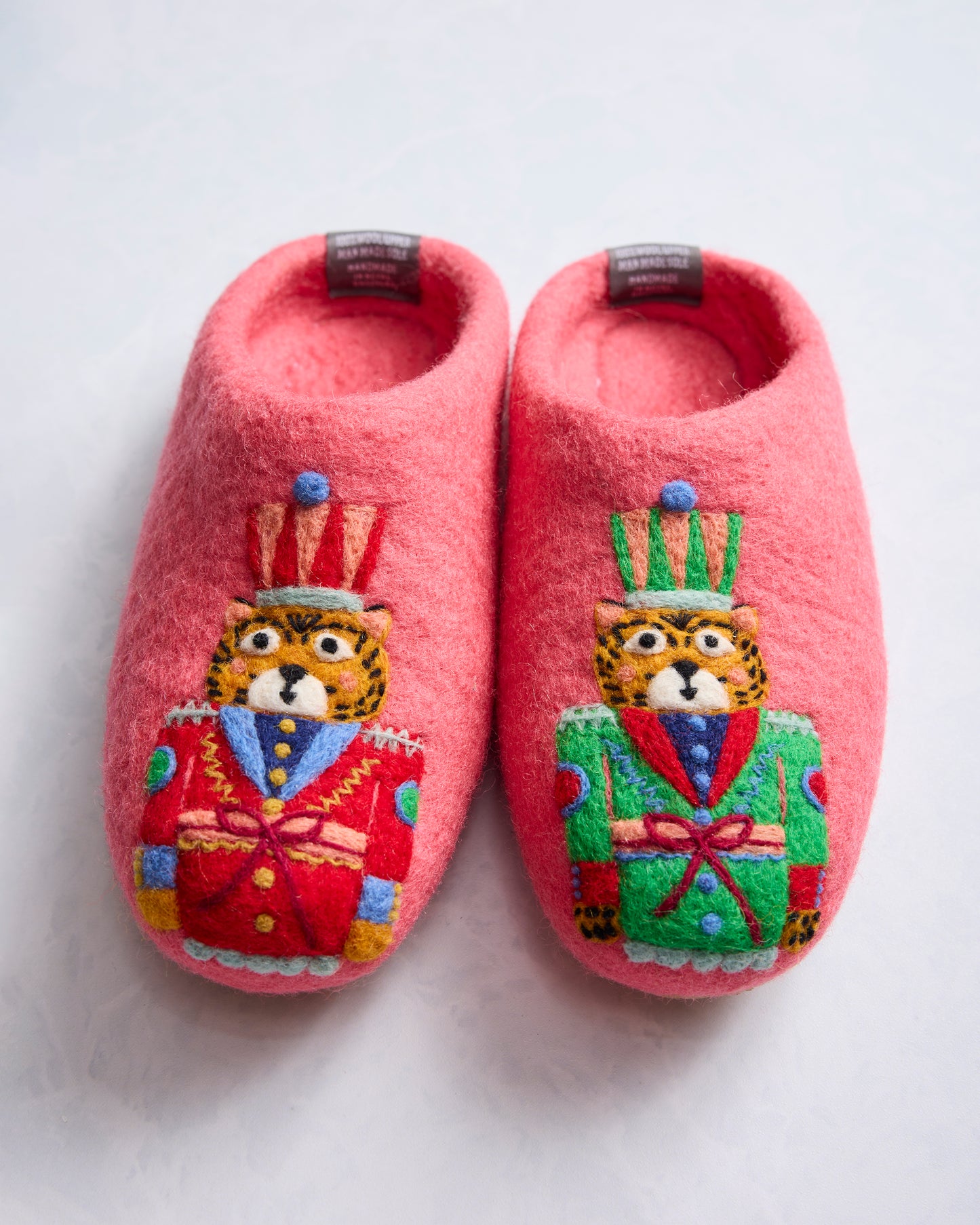 French Knot X PF Slipper  - Leopard Nutcracker - Pink Candy Cane - Printfresh