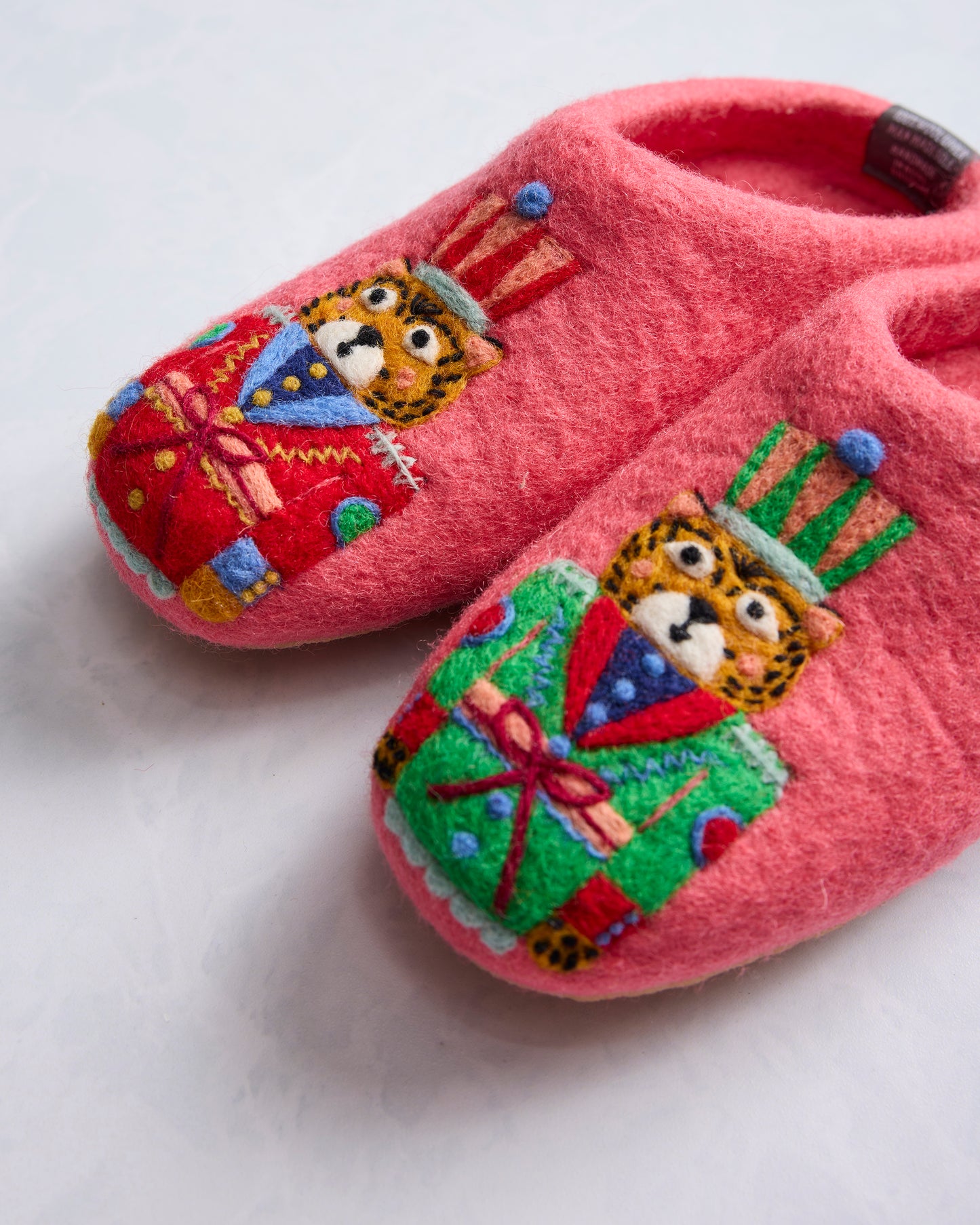 French Knot X PF - Bagheera Nutcracker Slipper - Pink Candy Cane - Printfresh