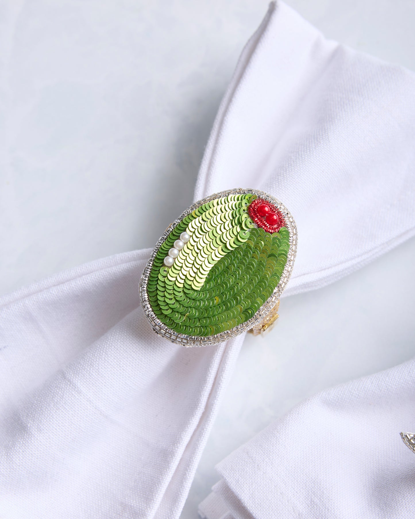 Martini & Olive - Napkin Ring Set Of 2 - Sliver Multi - Printfresh