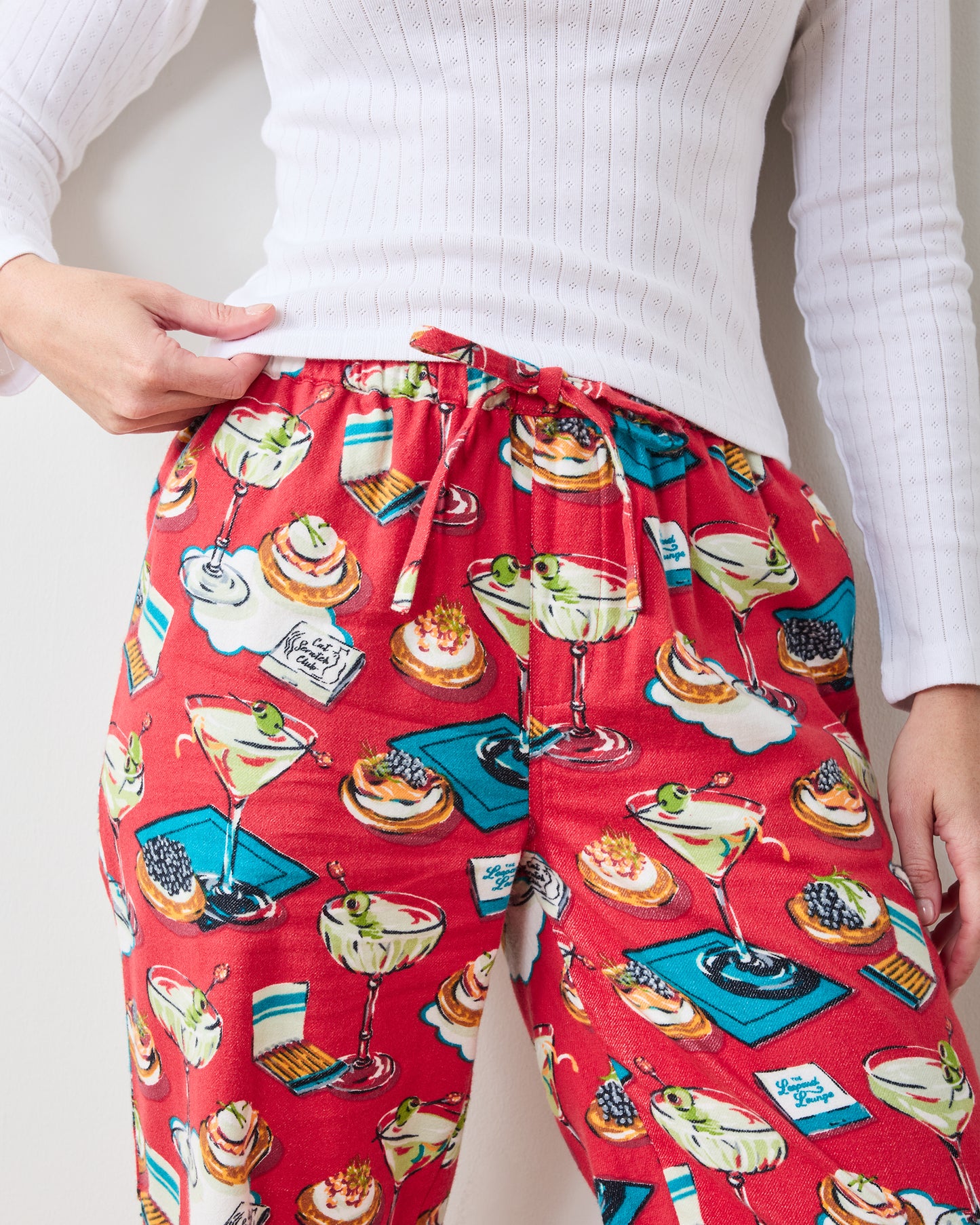 Blinis & Martinis - Midweight Flannel PJ Pants - Matchbook Red - Printfresh